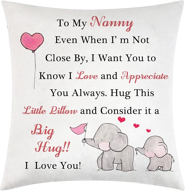 Jerefbns Nanny Gifts from Granddaughter Grandson Nanny Cushion Cover Pillowcases Nanny Throw Pillow Cover Cushion Case Pillow Case Grandma Birthday