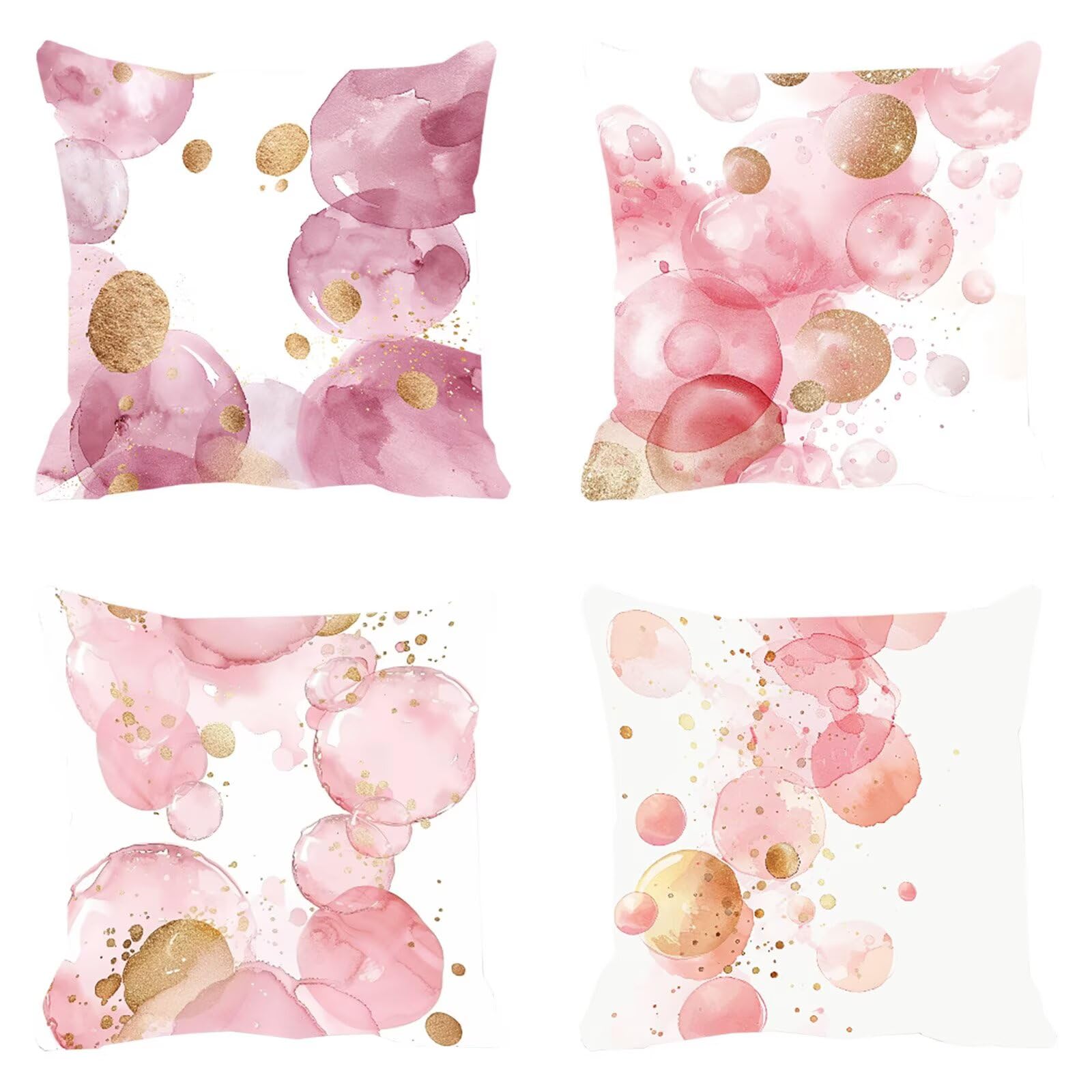 Housse de coussin 50x50cm rose imperméable pour taie d'oreiller canapé et décoration maison
