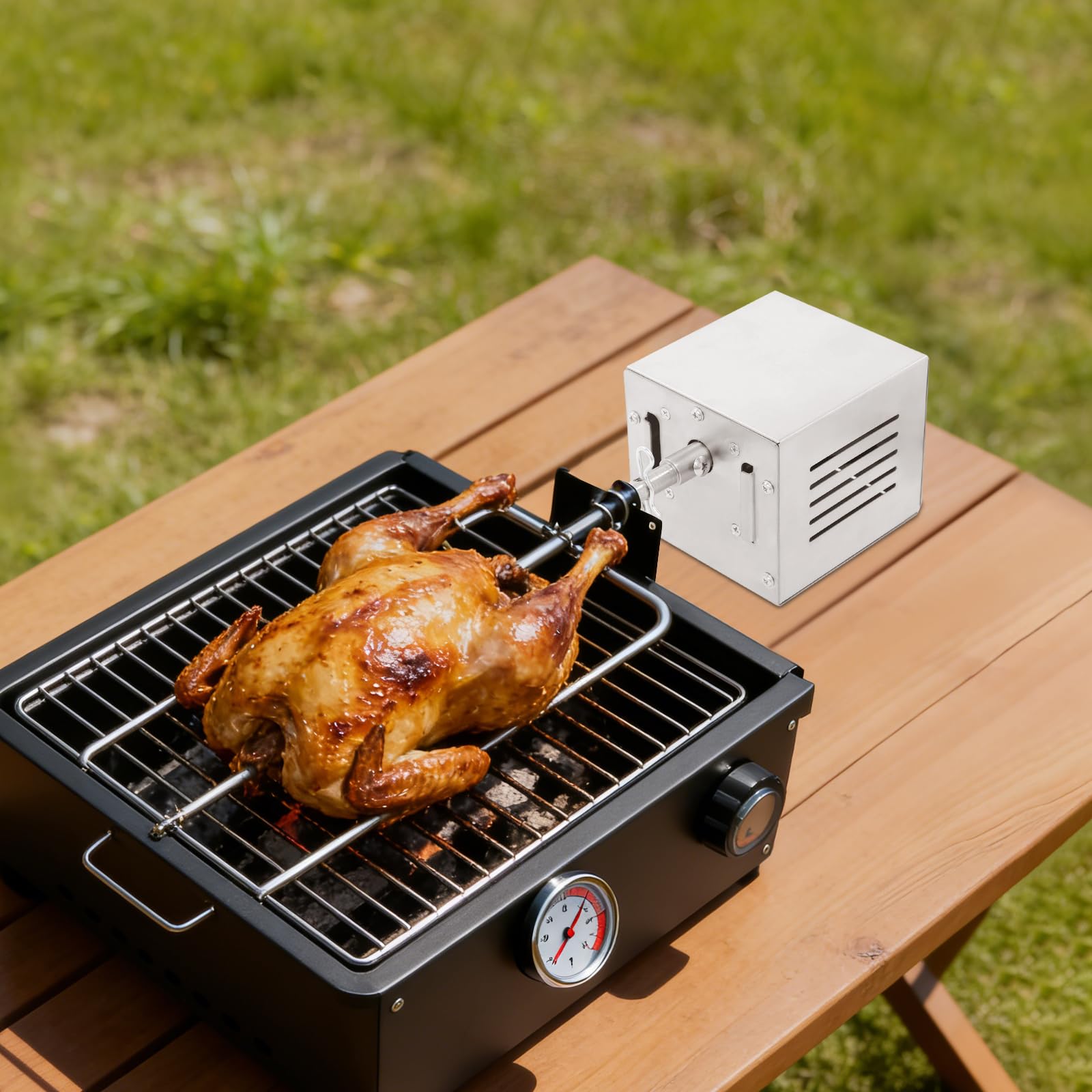 Motore per barbecue da 230 V, 25 W, in acciaio inox, motore rotante per spiedini | Accessorio per barbecue in acciaio inox, per maialini, pollo, capra, spiedino, motore per campeggio e feste