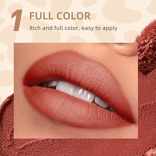 Miniatura 5 de Lápiz labial líquido mate de terciopelo de larga duración y uso impermeable, brillo instantáneo antiadherente, brillo labial (hoja de arce roja.05)