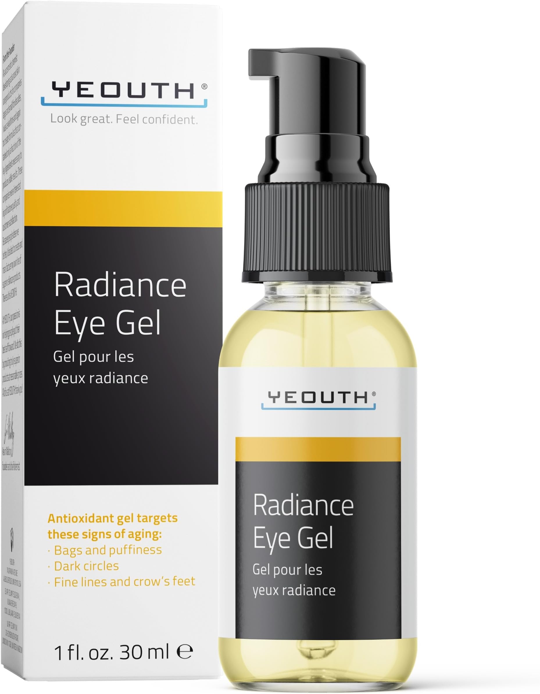 YEOUTH Under Eye Gel with Hyaluronic Acid, Skin Care Targets The Appearance of Puffiness, Dark Circles & Under Eye Bags, Revitalizing Hydrating Skincare 1oz