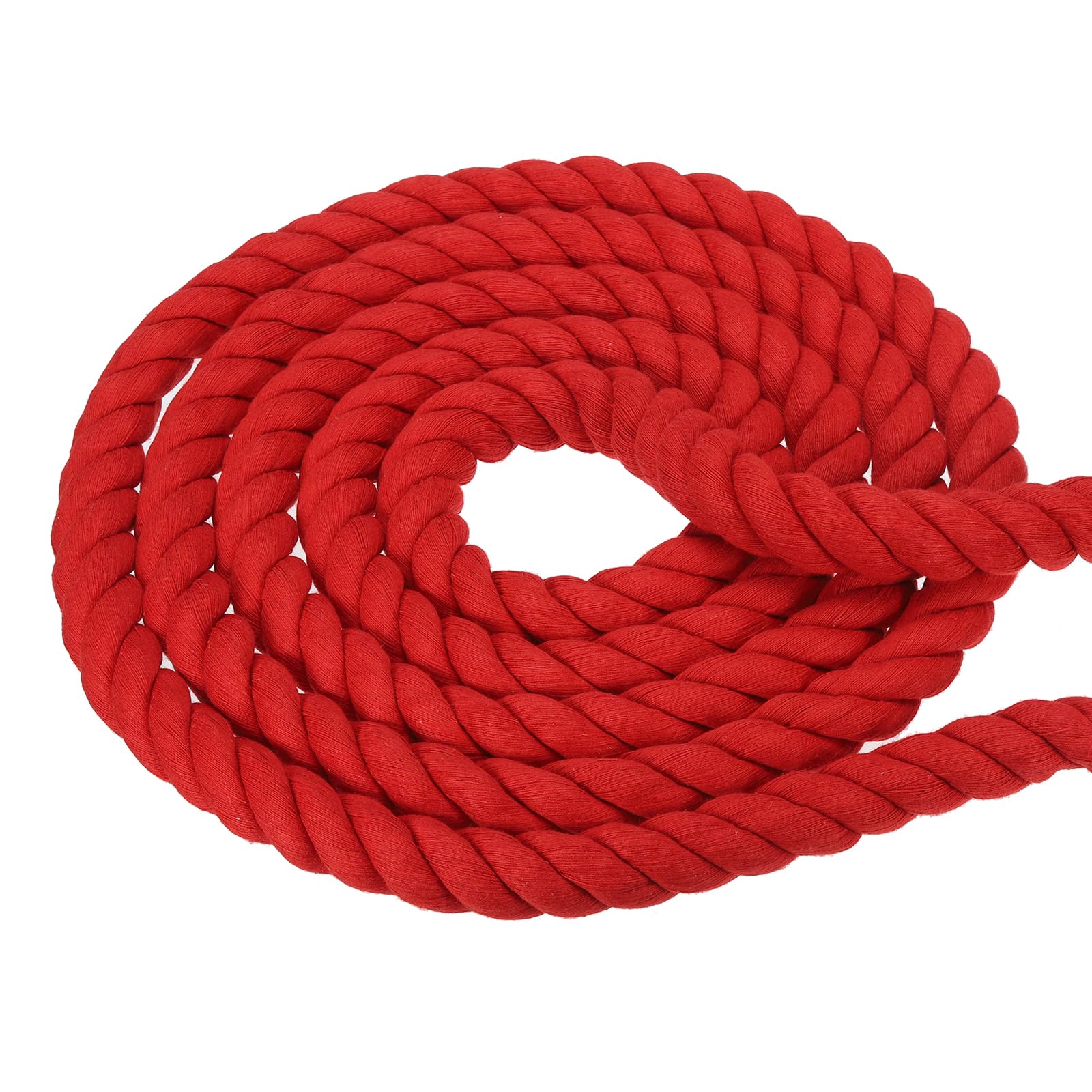 PATIKIL 1 Inch x 100 Feet Natural Twisted Cotton Rope 3 Strand Strong Thick Cotton Rope Tug of War Rope for Railings Crafts Home Decor, Red โ image 1