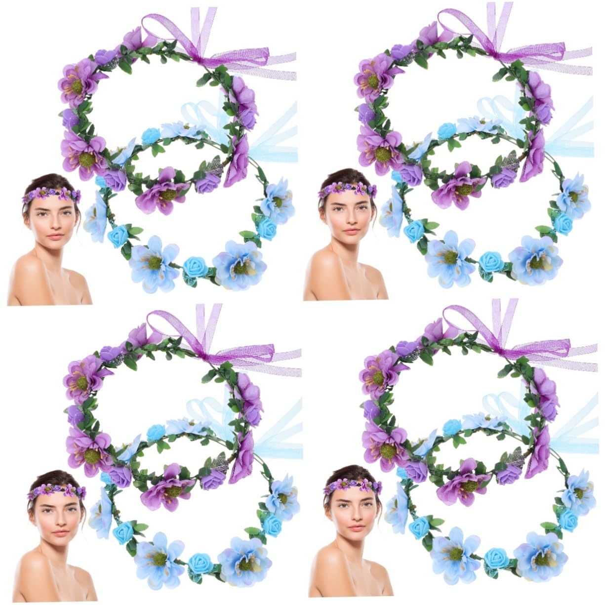 FRCOLOR 8 Stk Blumen Stirnband blumenkränze fürs haar hair toppers for women wedding hair accessories Hochzeit Stirnband Braut Blumengirlande Tiara künstliche Blumenkronen Stoff