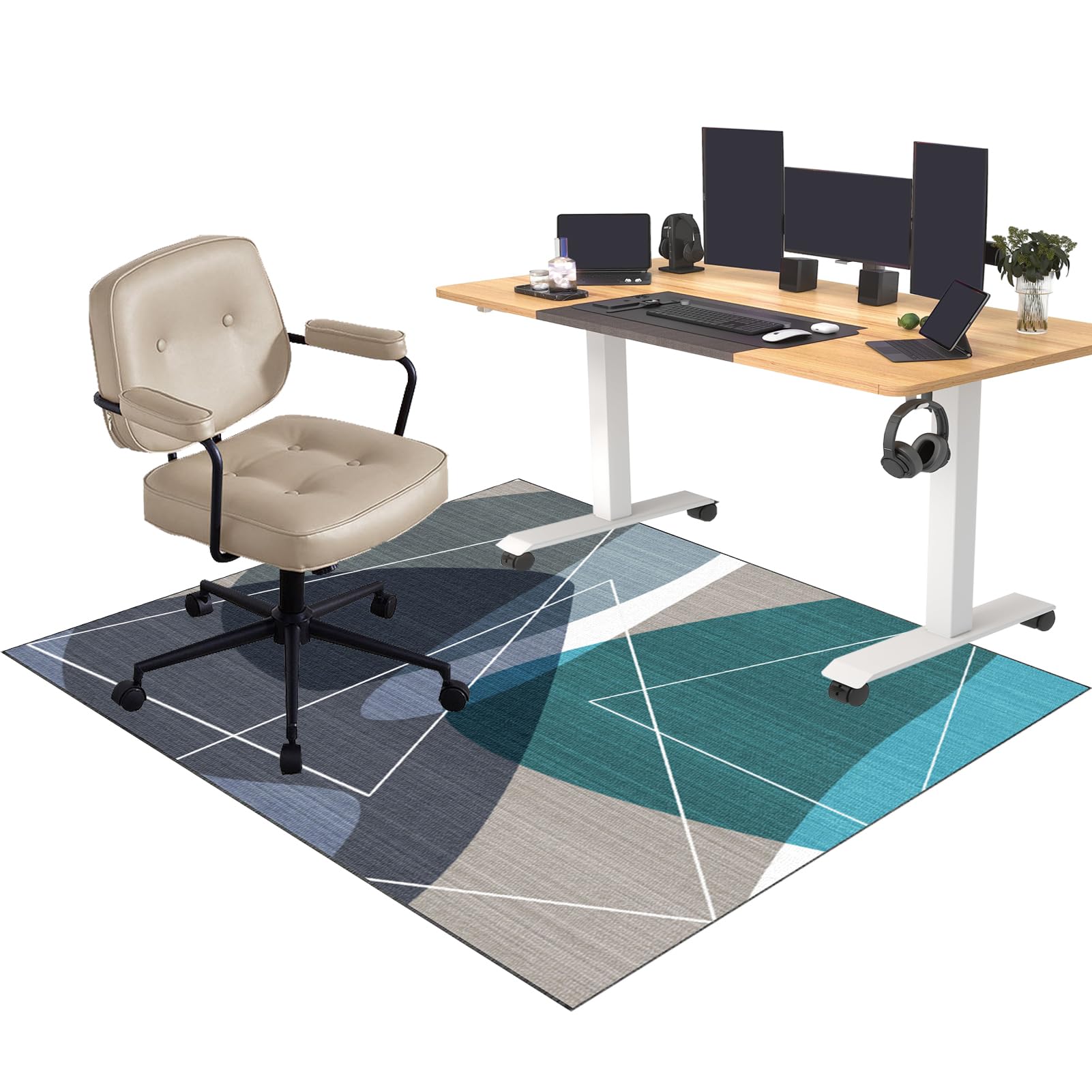 CCTSA 180 x 230 cm Office Chair Mat for Carpeted and Hardwood Floor, Gaming Chair Mat, Carpet Protector Chair Mat Non-Slip, Multi-Purpose Computer Desk Chair Mat Large, Floor Protector Mat for Carpet