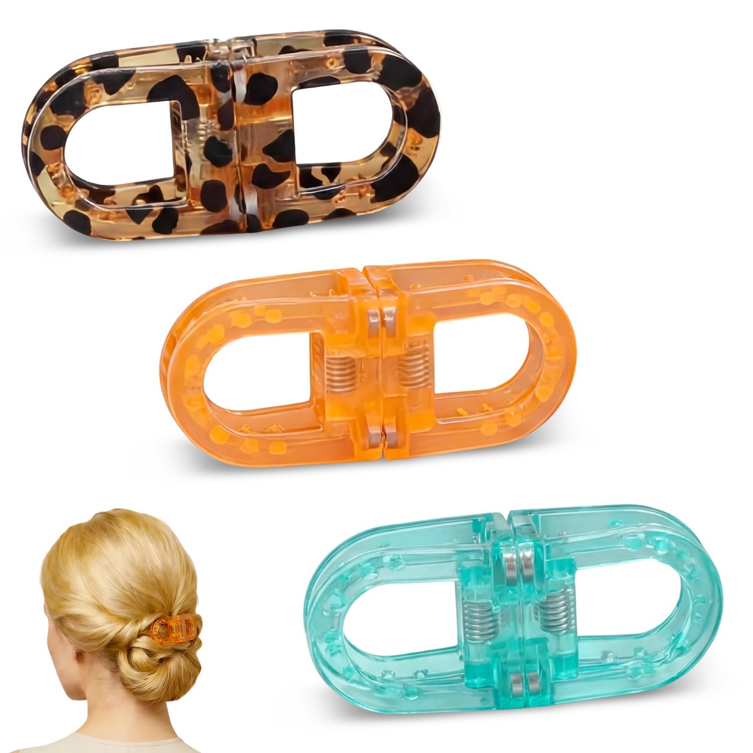 Photo 1 of 3-Pack Smart Magnetic Hair Clips for women - Strong Hold Magnetic Claw Clips for Hair, Lightweight and Fashional Hairclips for Easy Everyday Hairstyes, Suitable for Daily, Work & Special Occasions