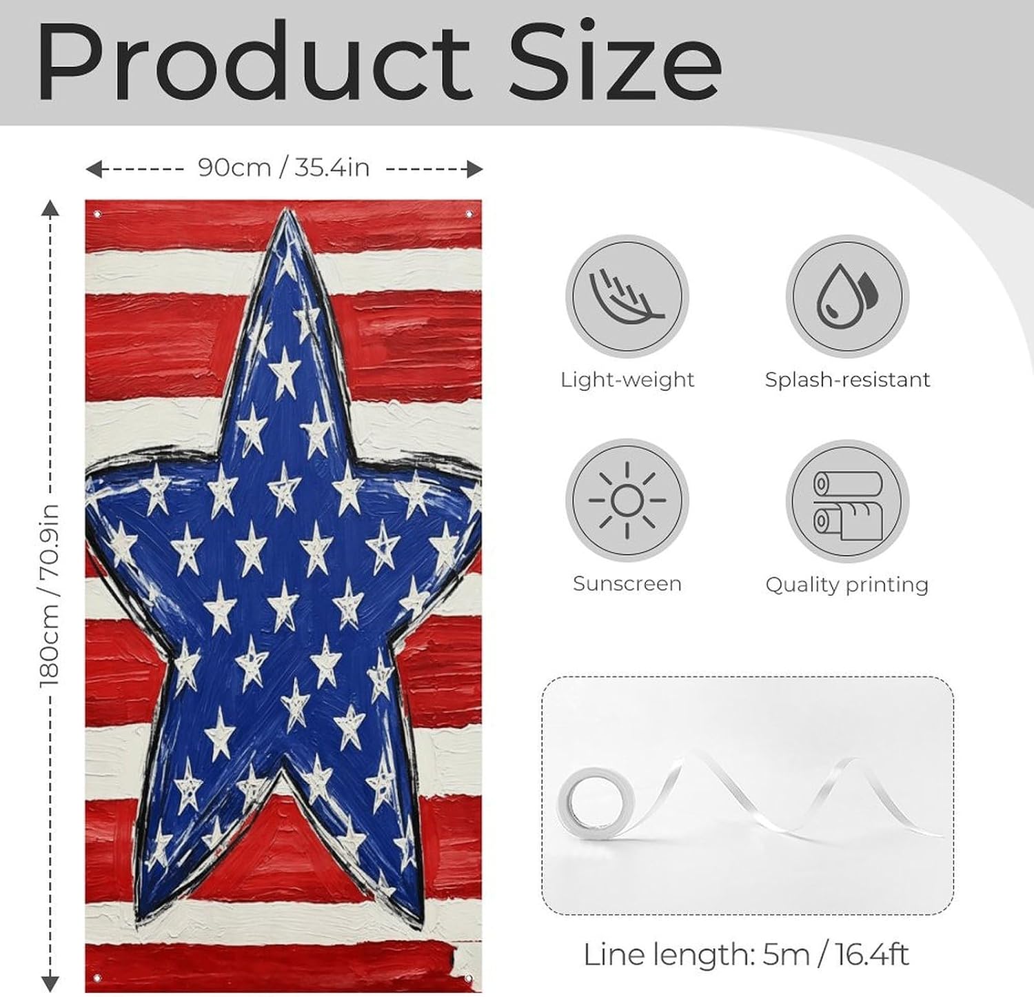 Patriotic Stripes on July 4th Decoration Door Banner Welcome Door Cover image 2