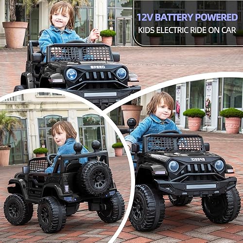 Miniatura 6 de Coche de paseo para niños con batería de 12 V con control remoto, botón de arranque, botón oscilante, MP3, ruedas eléctricas, vehículos eléctricos,