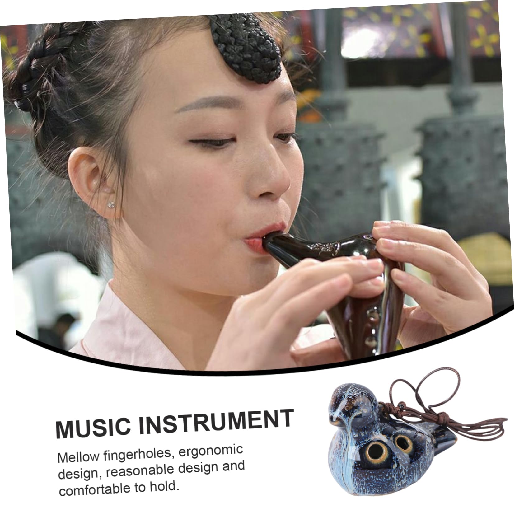 Vaguelly 6Holes Bird Shape Ocarina Flute for Beginners Professionals Portable Music Instrument Unique present Decorative Lanyard