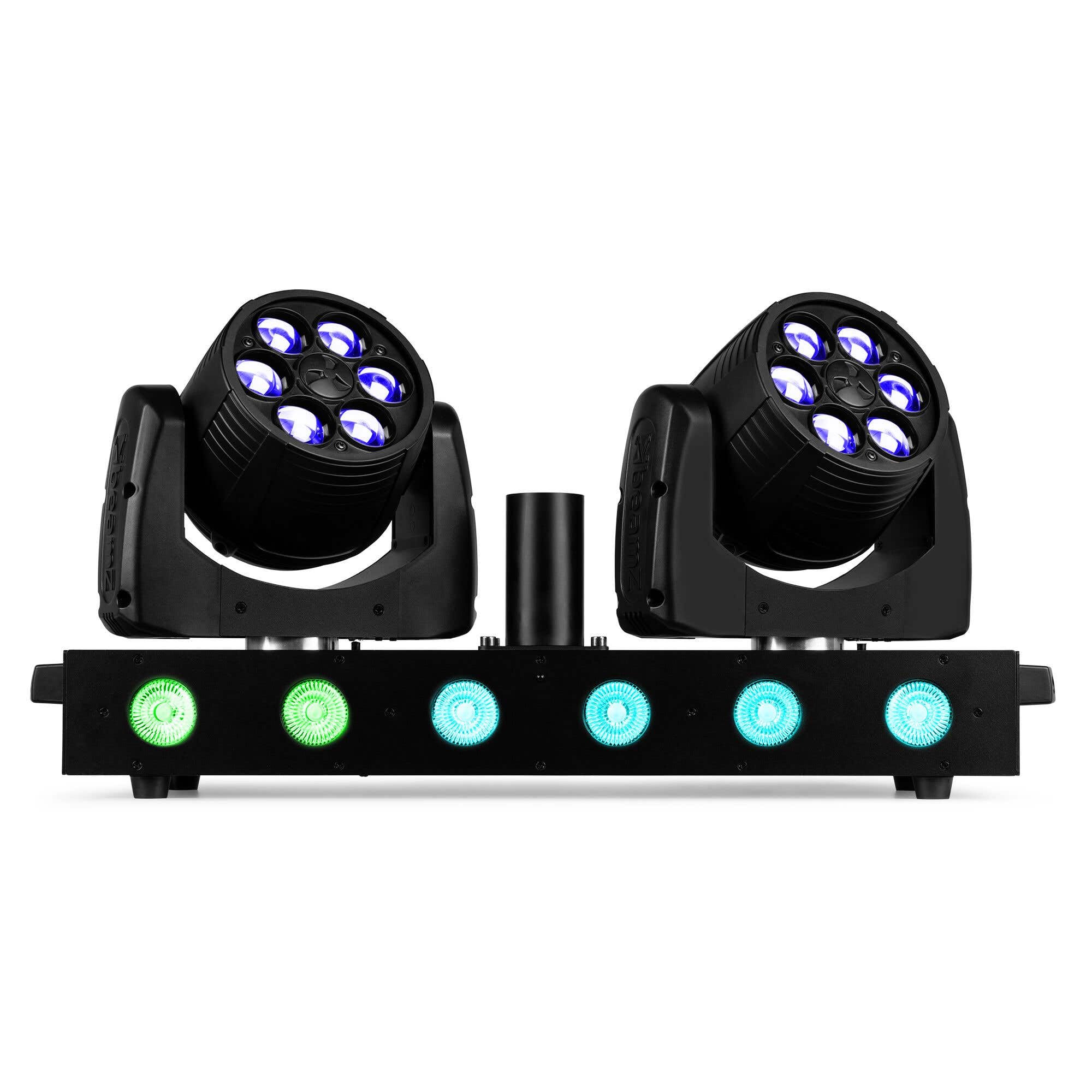 BeamZ Fuze Twin Wash Moving Head Bar, 2x RGBW LED Moving Heads + LED Bar, Lichtorgel Musikgesteuert, DMX, Zoomfunktion, Bühnenlicht für DJ, Events, Club & Live-Auftritte