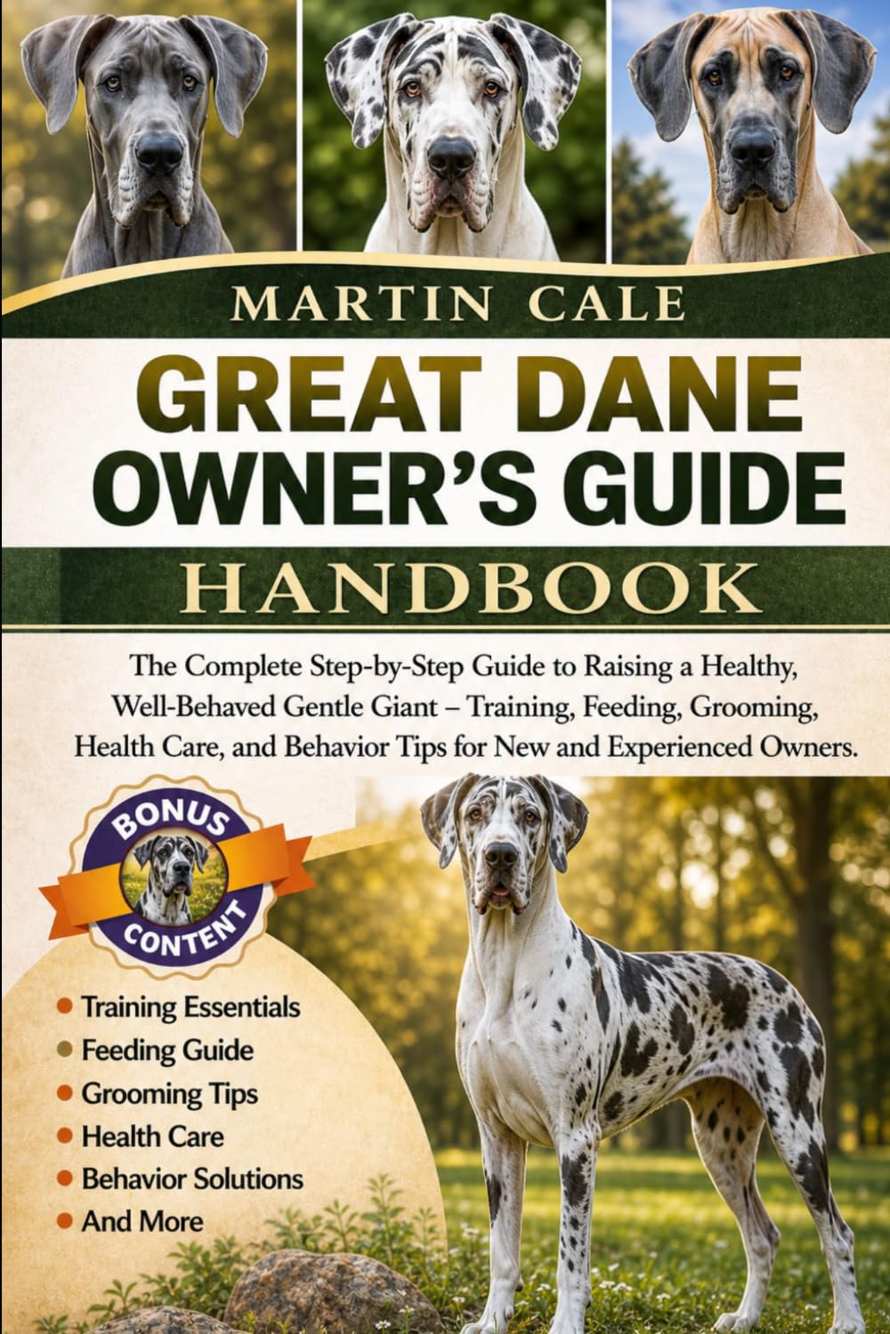 GREAT DANE OWNER’S GUIDE: The Complete Step-by-Step Guide to Raising a Healthy, Well-Behaved Gentle Giant – Training, Feeding, Grooming, Health Care, and Behavior Tips for New and Experienced Owners.