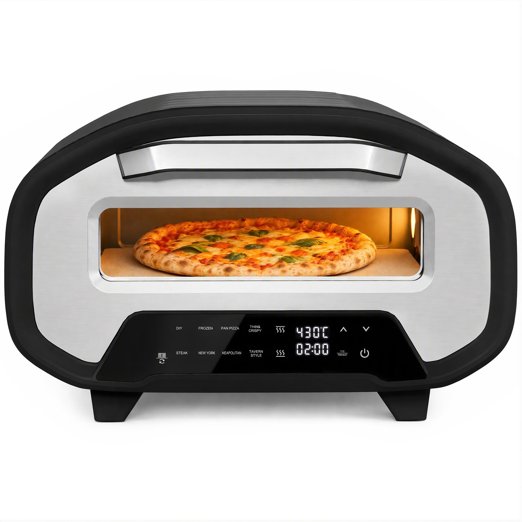 HOMCOM 12 Inch Electric Countertop Pizza Maker 8 Preset Modes 430°C Timer