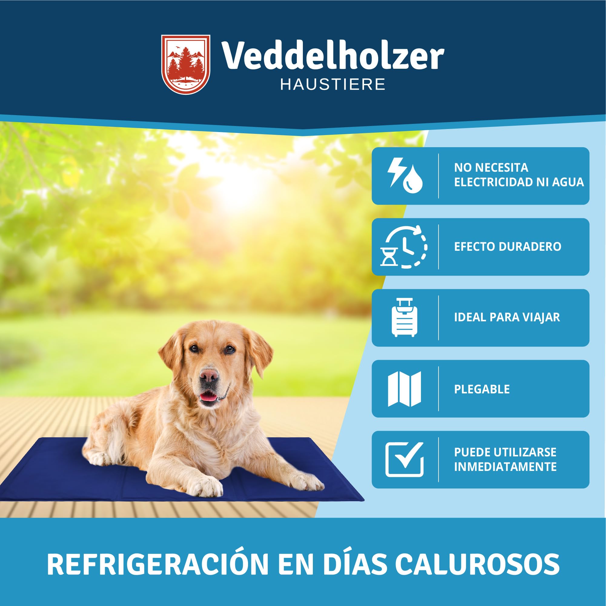 Veddelholzer Alfombrilla de refrigeración (L) para Perros Extra Gruesa, Resistente a los arañazos, Auto-refrigerante sin Electricidad, Verano y Viajes, para Perros