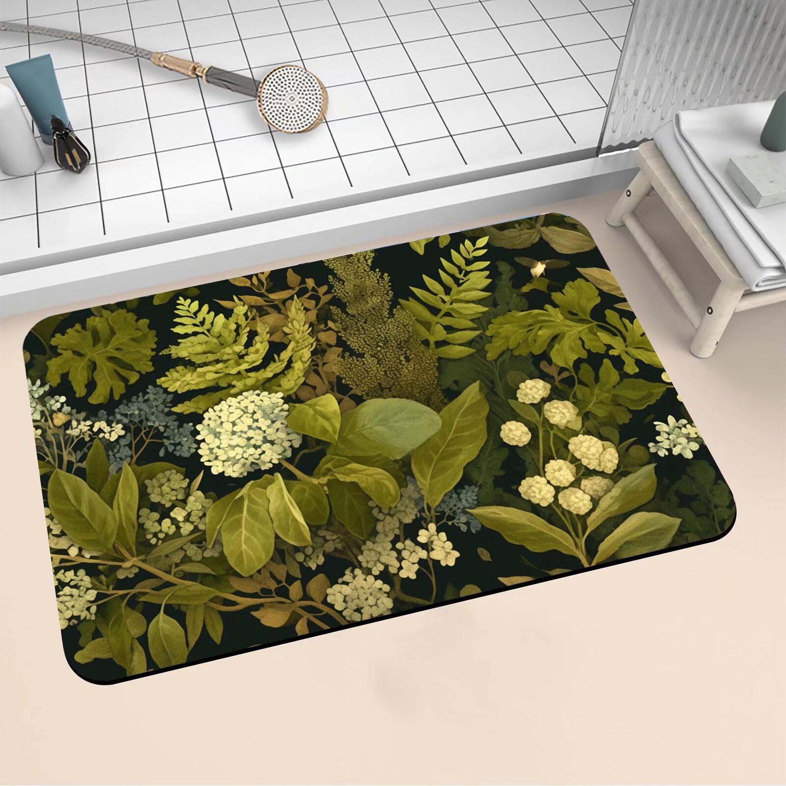 Tapis de bain diatomite 80x120cm grand format lavable pour douche et WC