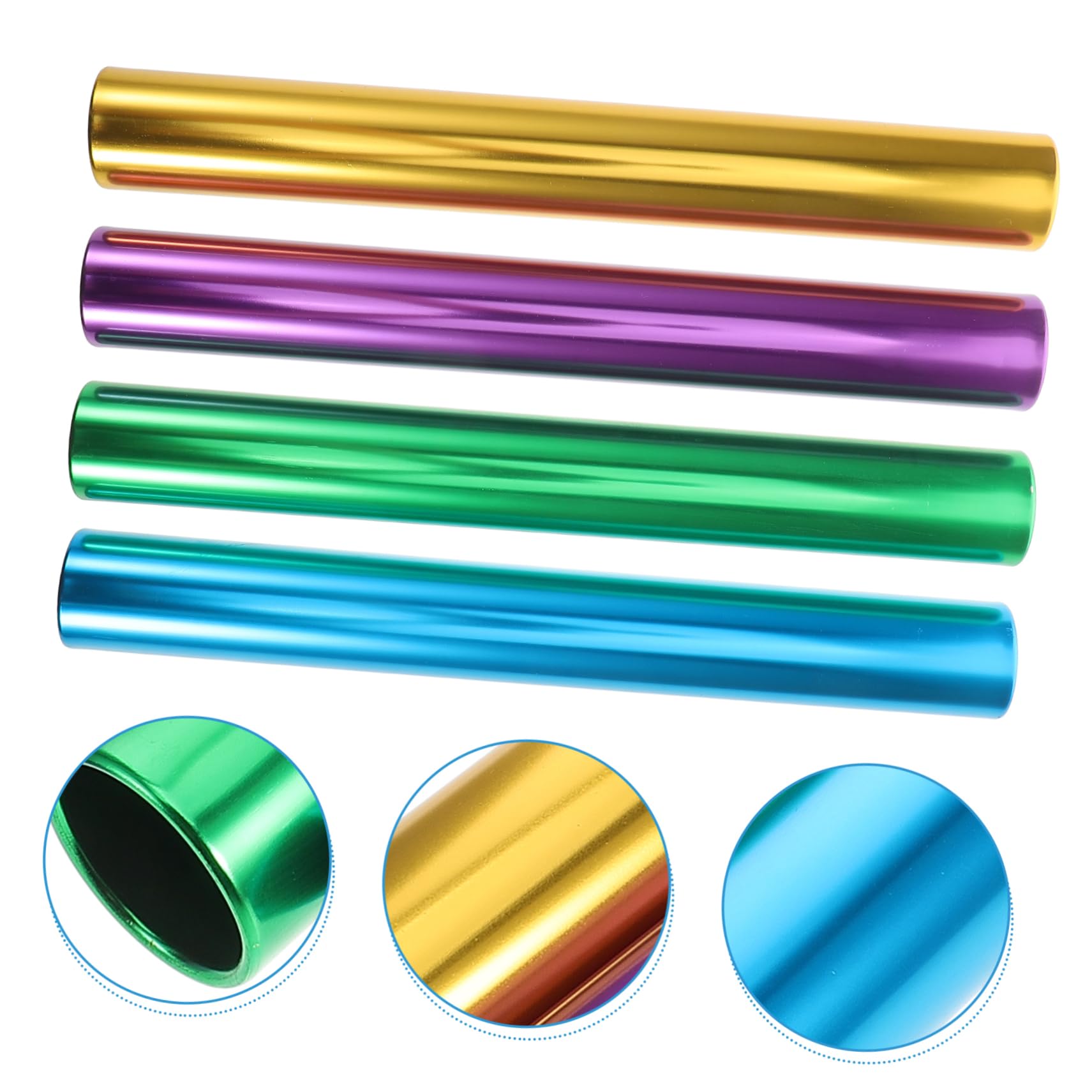 HANABASS Bâtons de Relais Set de 4 Confortables à Saisir Conformes aux Normes Officielles en Alliage D'aluminium, Diamètre 38mm pour Compétitions de Relais en Plein Air