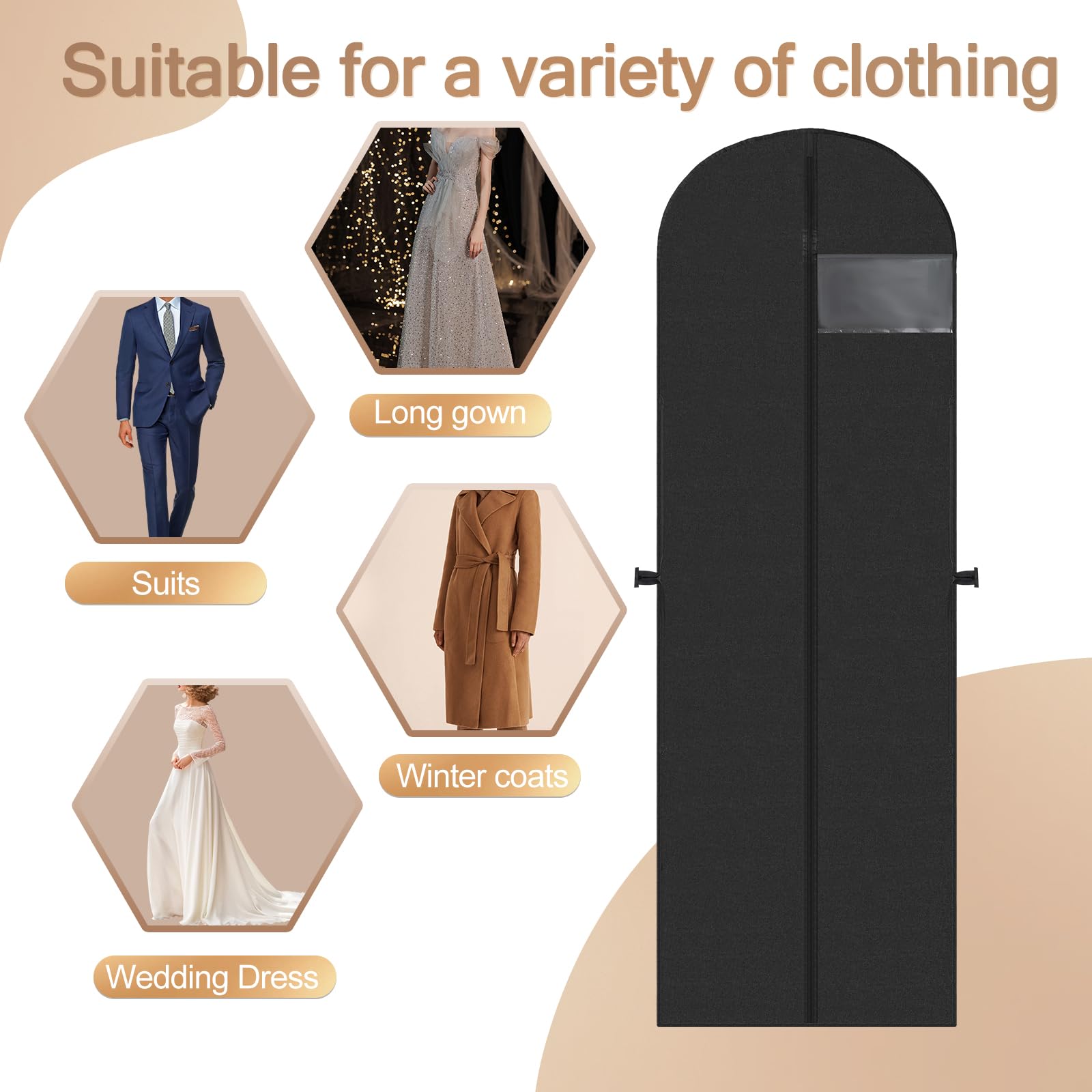 2 Housses Pliables Pour Vêtements Longs 180x60 Cm - Imperméables, Anti-mites, Fenêtre Transparente