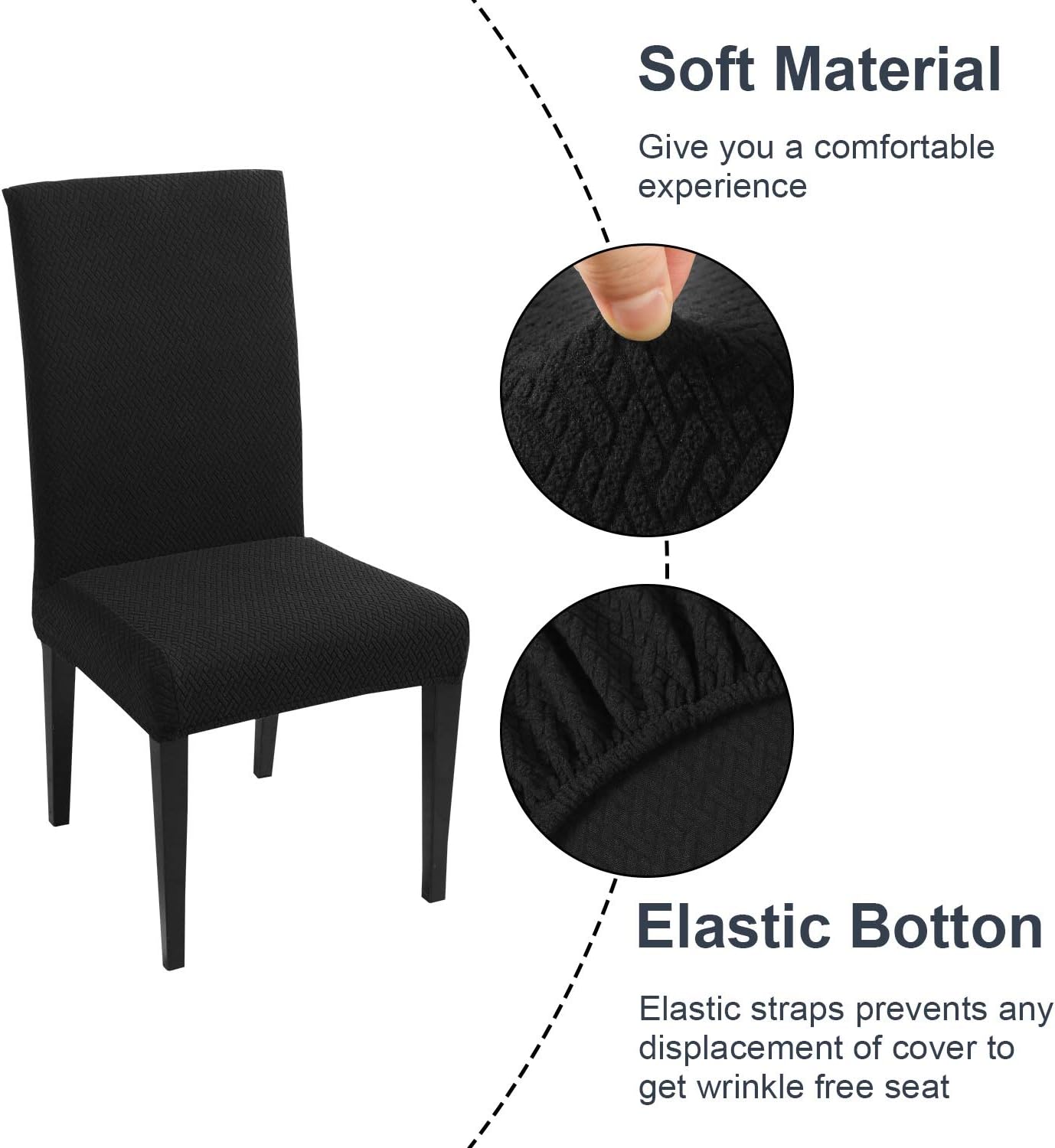 Onе-Dау Sаlе: Uр tо 50% оƒƒ JQinHome 4 Pcs Twill Dining Chair Slipcover Parsons Chair Covers,High Stretch Removable Washable Chair Seat Protector Cover for Home Party Hotel Wedding Ceremony(Set of 4,Black)