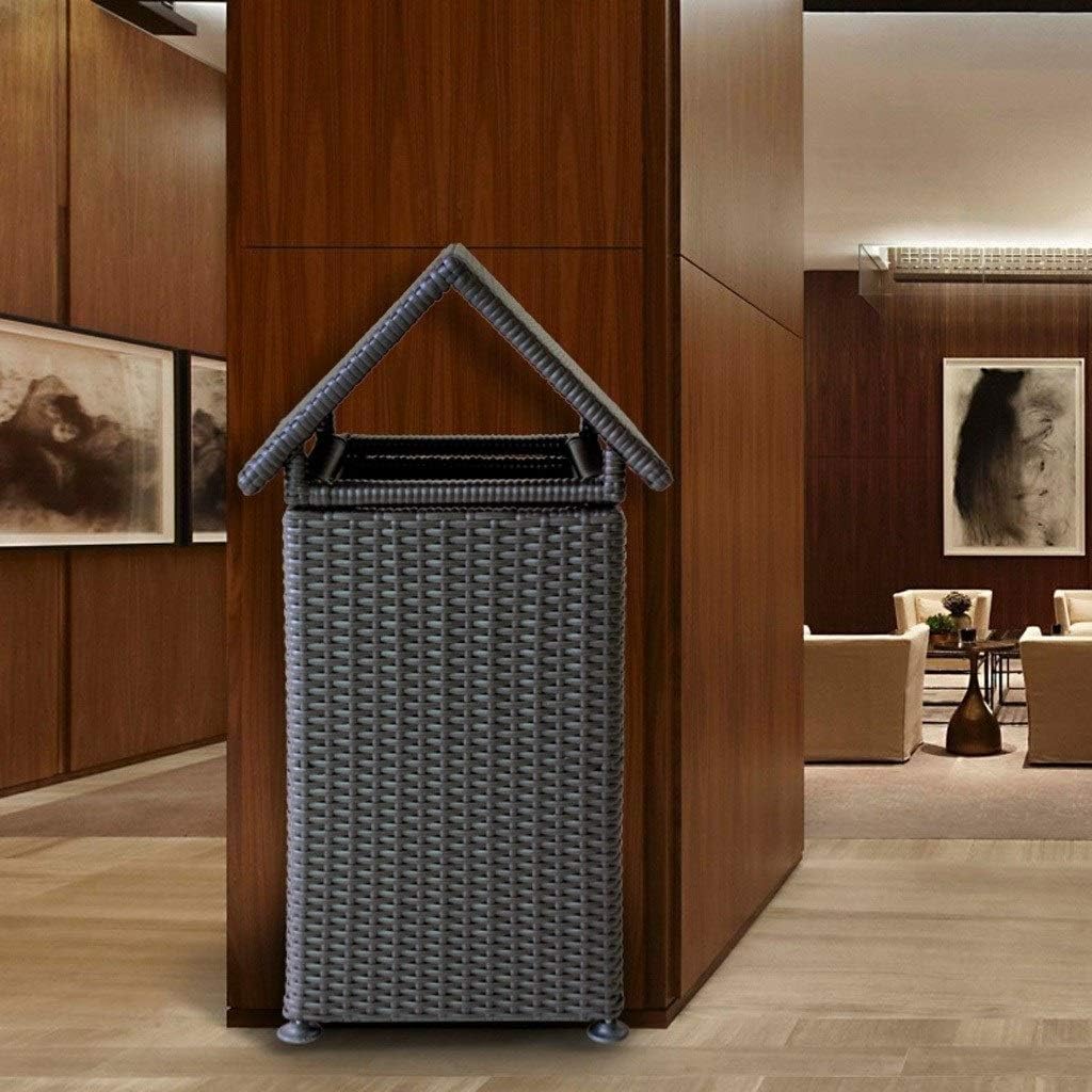 Waste Bins,Rrubbish Bin Outdoor Trash Can Household Outdoor Garden Resin Wicker Trash Can, Large, Inner Barrel Separation, Suitable for Park Hotel School Heavy Trash Can