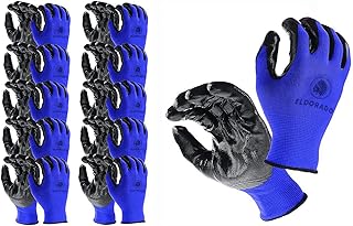 Eldorado Nitrile Coated Multipurpose Worker Gloves with Grip. Blue, 36 Pairs Pack, M