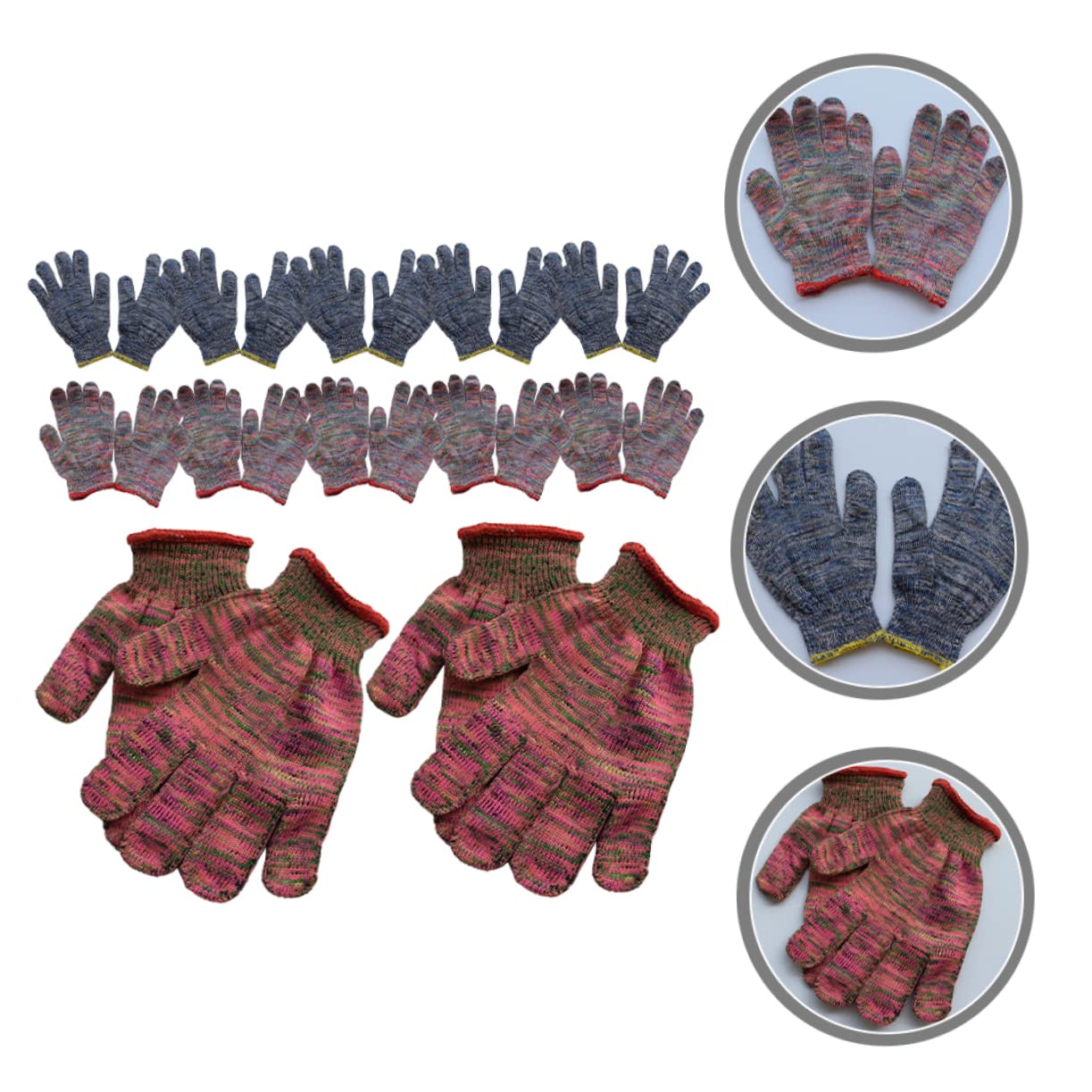 Gatuida 12 pares Guantes de Trabajo de Nylon Deslizantes para Jardinería de Resistentes y Cómodos para Actividades y Trabajo el Color Aleatorio Color Aleatorio
