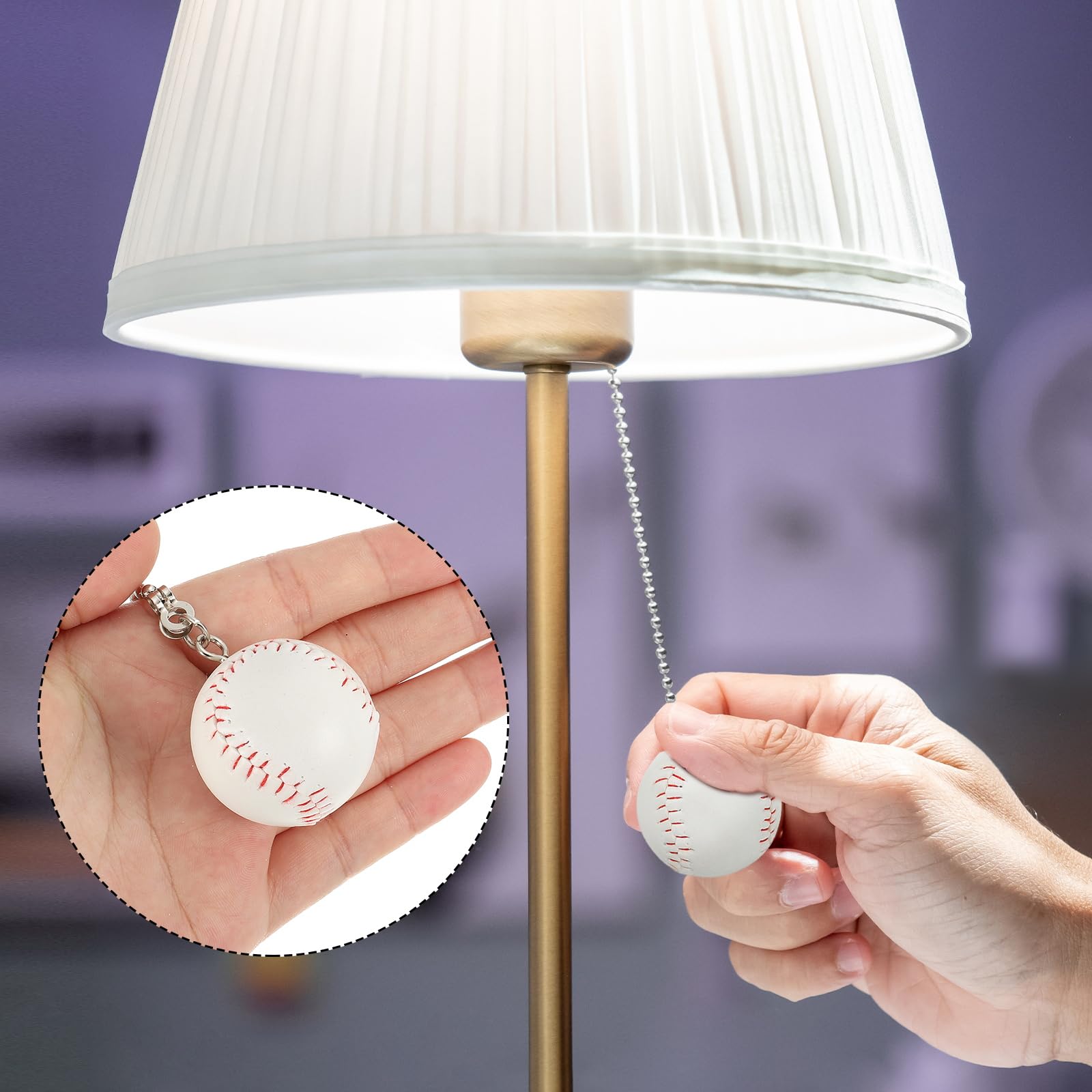 PATIKIL Ceiling Fan Pull Chain 12 Inch, 4 Pack Baseball Pull Chain Extension Fan Pulls Extender Ornament Pendant for Ceiling Light Lamp - Image 3