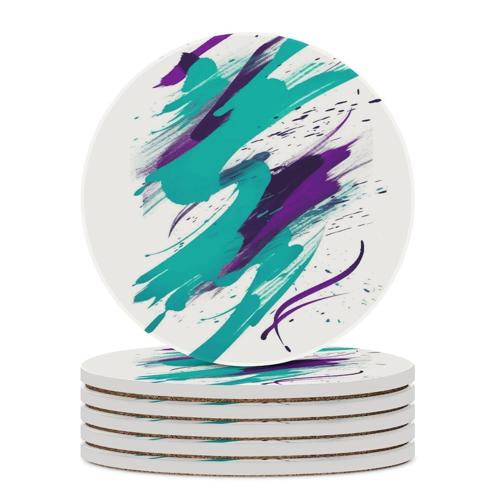 Sottobicchieri in ceramica con base in sughero, per bevande fredde o calde, 10 cm