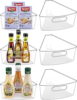 JEISSLIA Lazy Susan Cabinet Organizer Bins for 26" or 28" Diameter Corner Lazy Susan, Plastic Cabinet Storage Bin, 1/8 Wedge-Food Safe, BPA Free, with Non-slip Pads (For 26" Lazy Susan, 6 Pack)