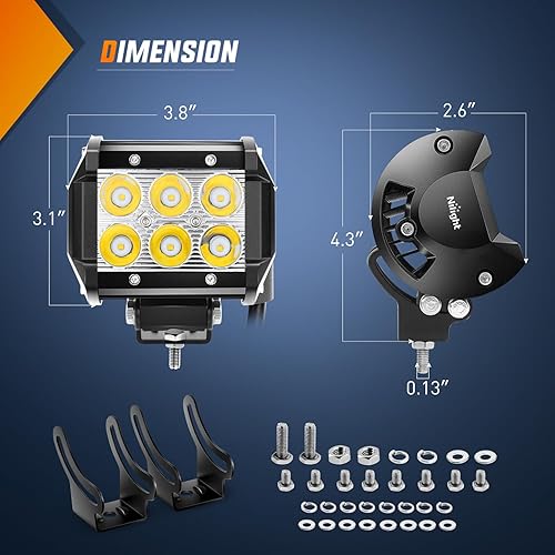 Miniatura 9 de Nilight Luz LED de 4 pulgadas, luz antiniebla de conducción de punto azul, 2 unidades de 18 W, para pesca todoterreno, caza, emergencia, señal de