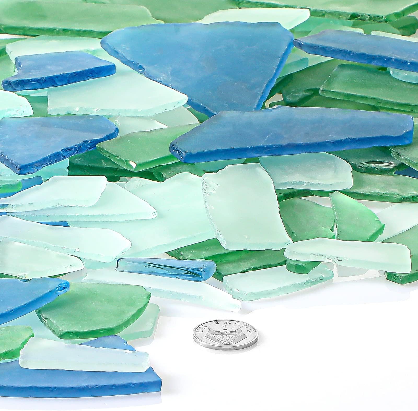 Cunhill 90 oz Sea Glass Frosted Sea Glass Bulk, Blue Light Green and Clear