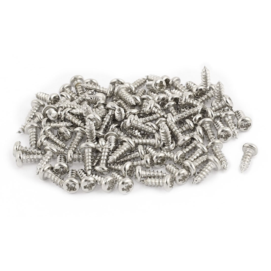 uxcell 100pcs M2 X 6mm Stainless Steel Phillips Pan Round Head Self Tapping Screws