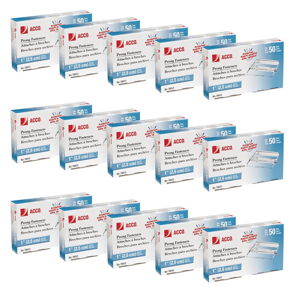 ACCO - Juego de broches para punzón de 2 agujeros 1 Case (15 Boxes)