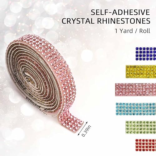 Miniatura 6 de 6 rollos de cinta de diamantes de imitación de cristal, rollo de cinta de diamante para manualidades, cinta de diamantes de imitación autoadhesiva,