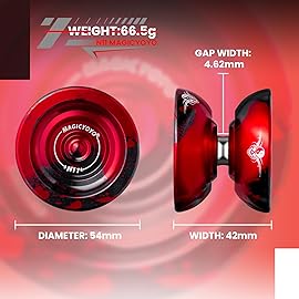 MAGICYOYO N11 Professional Unresponsive Yoyo & Responsive Yo Yo for Kids 8-12 or Above Alloy Aluminum Yo-Yo with Yoyo Bag, 1 Glove, 12Strings and Responsive Bearing Kit (Black Red)