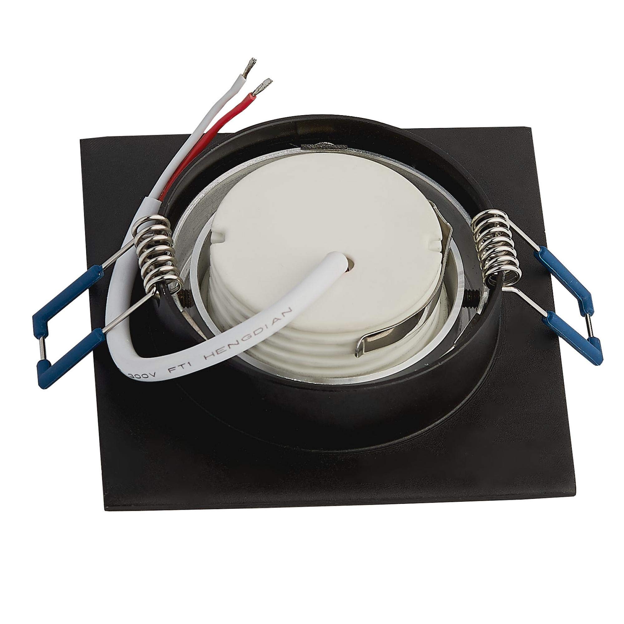 Set di 6 telai da incasso per faretto da incasso quadrato, nero, orientabile, piatto, per lampadine GU10 MR16, diametro 80 mm, foro per soffitto, faretto da incasso