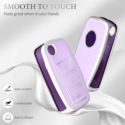 Miniatura 3 de OFFCURVE Funda para llavero Volkswagen, TPU suave, protector completo, funda para llavero para VW Jetta, Golf, Polo Passat, MK8, Tiguan, Beetle,