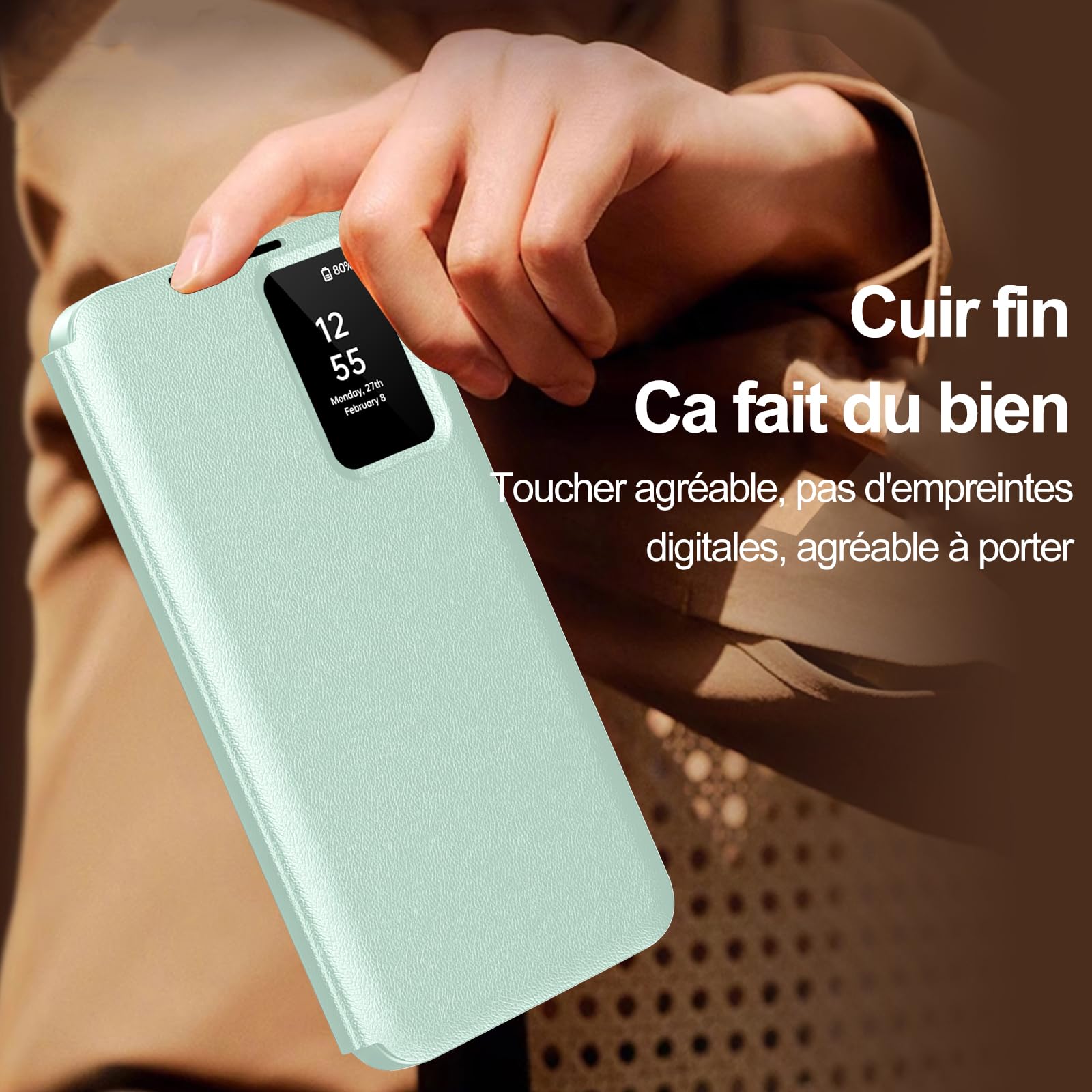 Cover per Samsung Galaxy S25 Smart View con Finestra Intelligente, Custodia a portafoglio effetto pelle con porta carte, supporto pieghevole e protezione antiurto integrale, custodia per Galaxy S25