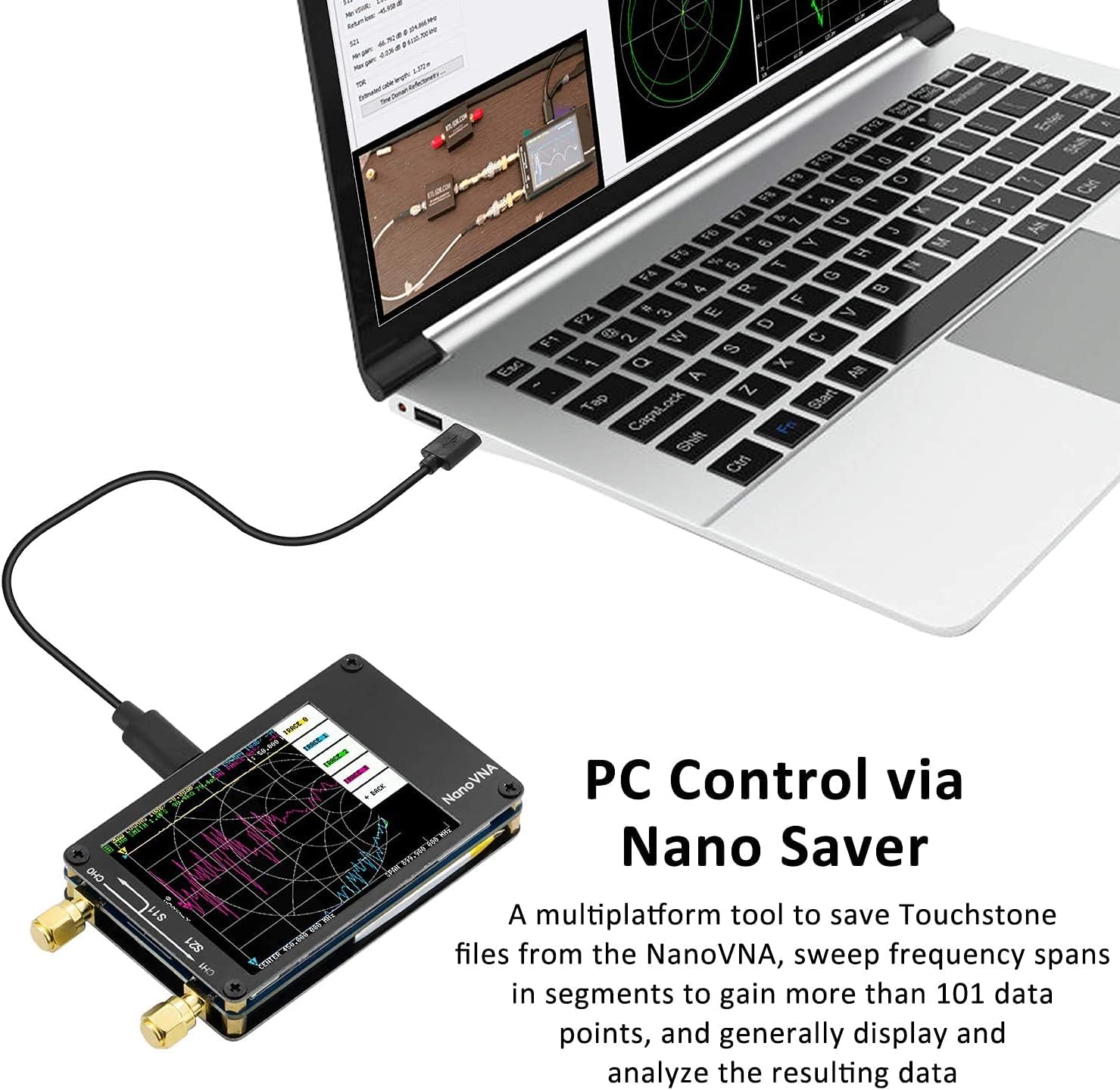 AURSINC NanoVNA Vector Network Analyzer 10KHz -1.5GHz V3.4 with 2.8'' Touchscreen + Nanovna Testboard Kit Network Analysis Test Demo Board