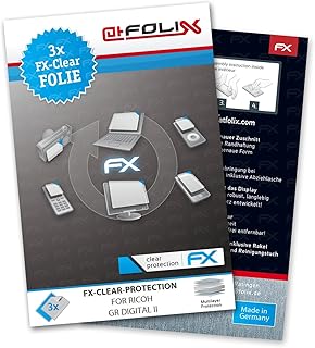 atFoliX Screen Protection Film compatible with Ricoh GR DIGITAL II Screen Protector, ultra-clear FX Protective Film (3X)