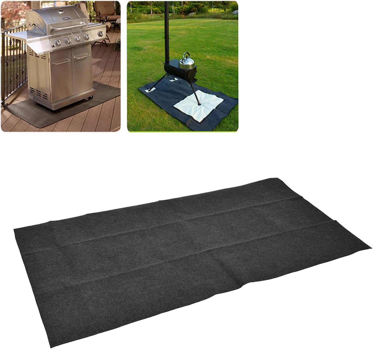 BBQ Floor Mat,Outdoor BBQ Grill Mat,Flame Retardant,Non Slip,Oilagainst Bottom,Reusable,Washable,for Camping Hiking,Outdoor Grill Deck Protector,Pet Pe Material (182 * 91 Straight Angle)