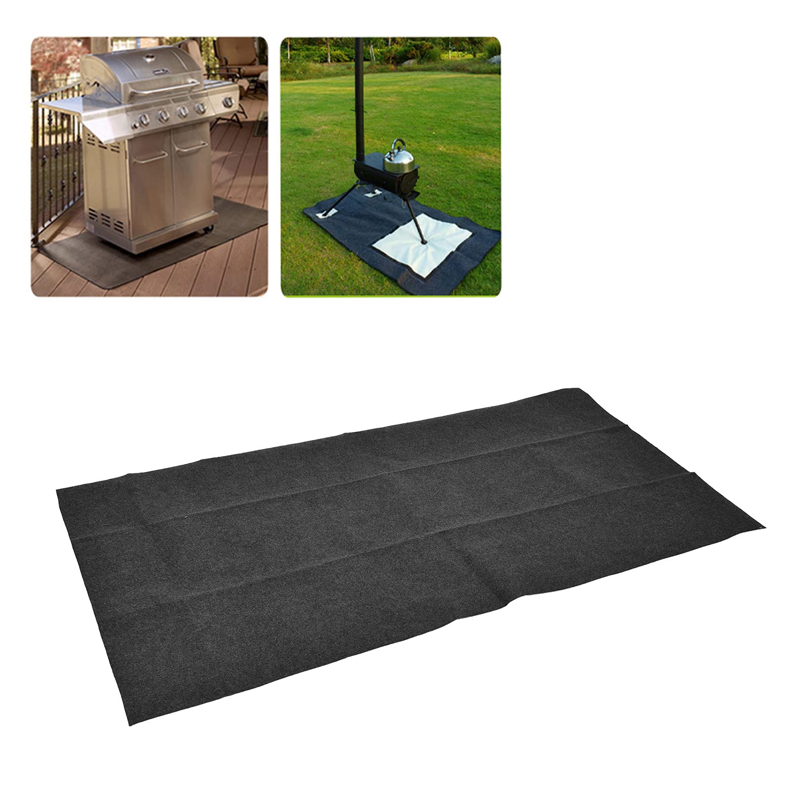 Tapis De Sol pour Barbecue D'extérieur, Ignifuge, Antidérapant, Résistant à l'huile, Pliable, Réutilisable, Lavable, Idéal pour Le Camping Et la Randonnée(182 * 91CM)