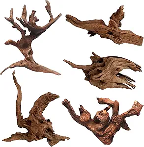 Hamiledyi 5 Pcs Driftwood Branches Aquarium Wood Decoration Natural Fish Tank Habitat Decor Wood for Lizard Assorted Size-Small