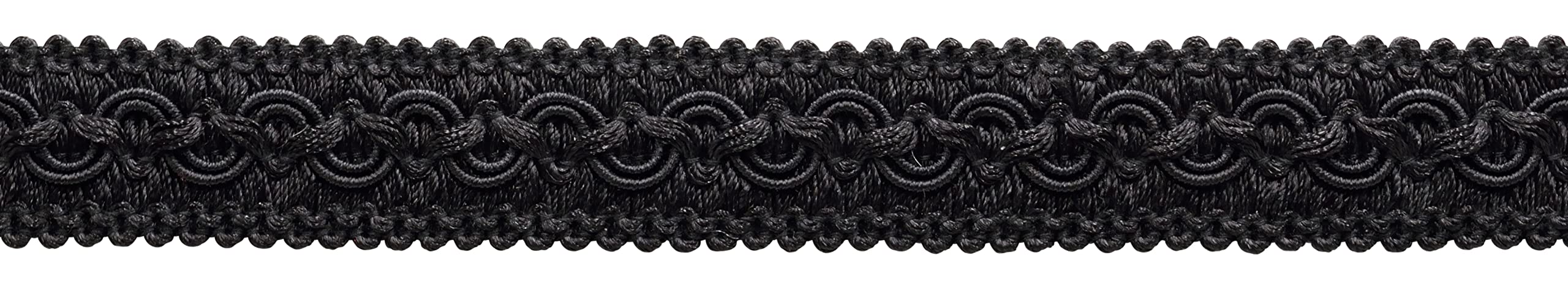 Galon de tresse décorative vintage noir de jais ruban passementerie ameublement 9,5 m