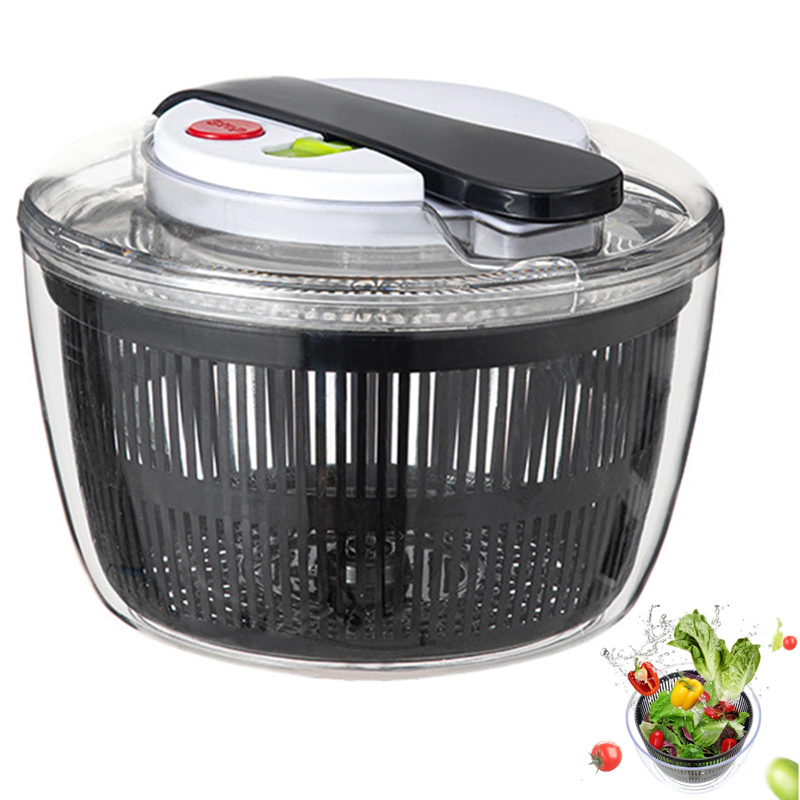 Centrifugador de ensalada con drenaje y tapa, sistema de drenaje para lechuga, secadora de verduras, lavadora de frutas