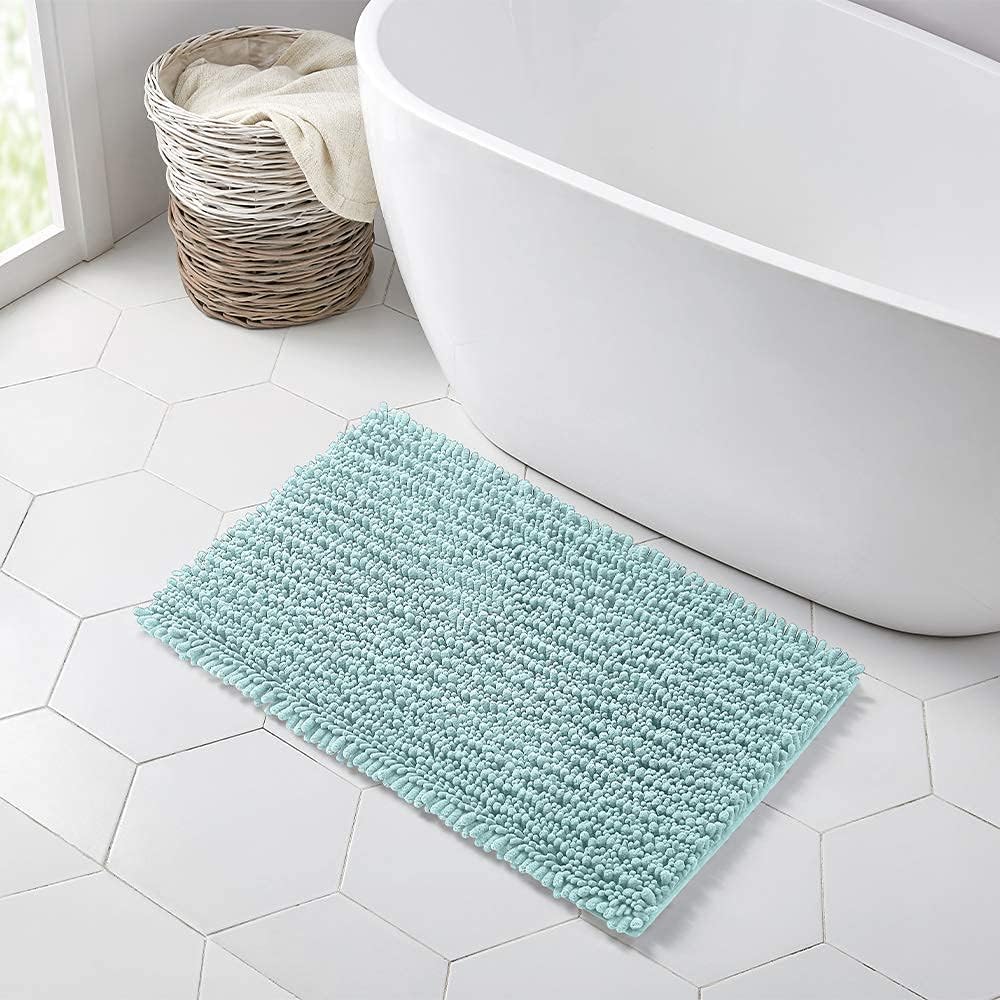 Walensee Bathroom Rug Non Slip Bath Mat Water Absorbent Super Soft Shaggy Chenille Machine Washable Dry Extra Thick Perfect Absorbant Best Small Plush Carpet for Shower Floor
