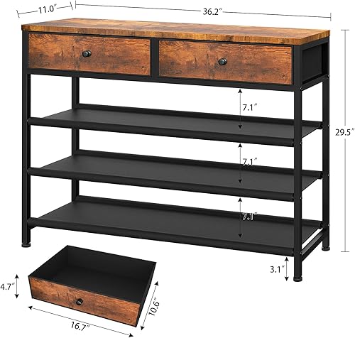 Vista 51 de usikey Zapatero, organizador de almacenamiento de zapatos de 5 niveles con 2 cajones, estante de zapatos de metal para 16-20 pares de zapatos, con 4