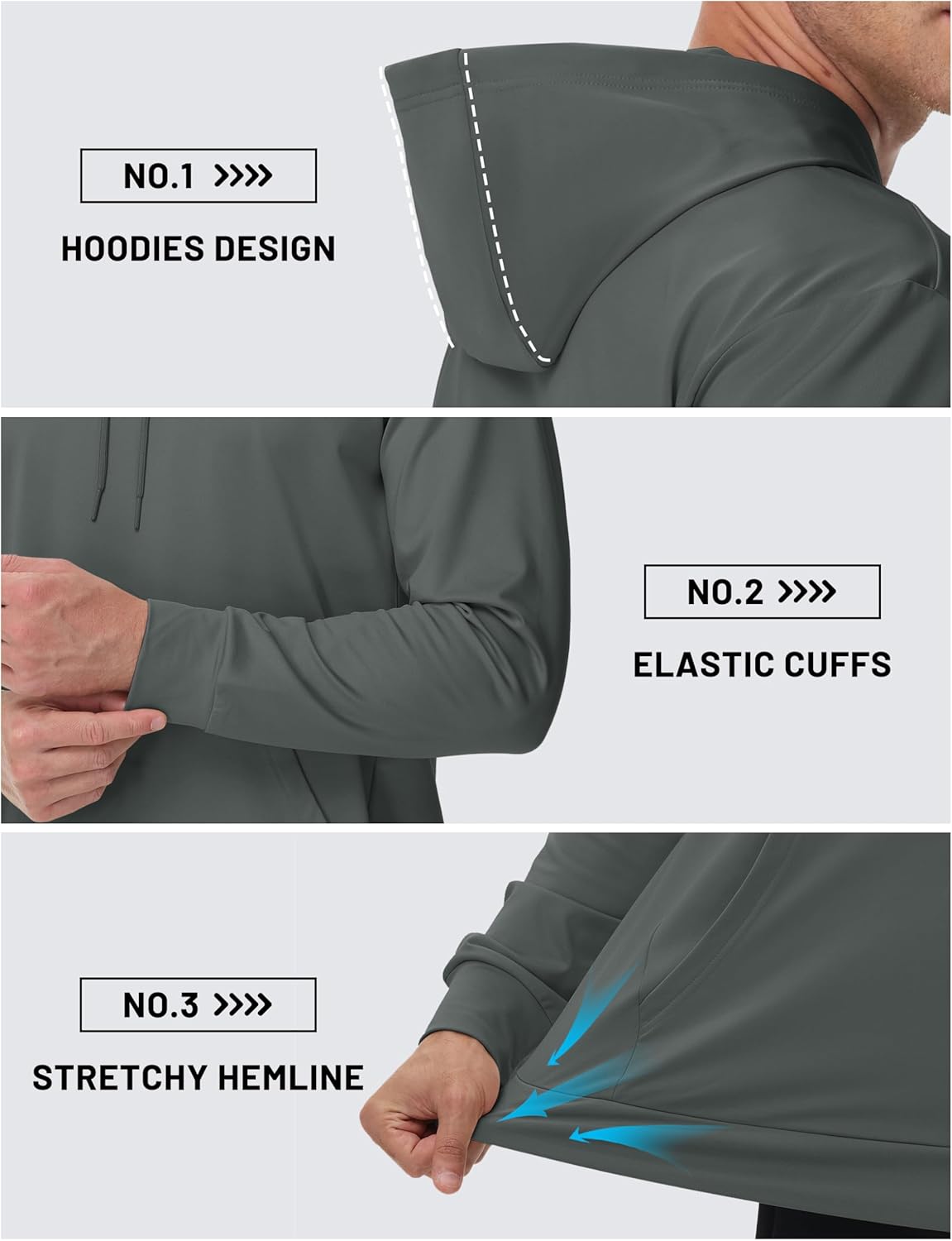 TACVASEN Mens Hoodies Fleece Lined Pullover Athletic Water-resistant Casual Workout Midweight Sweatshirts Kangaroo Pockets - Image 5