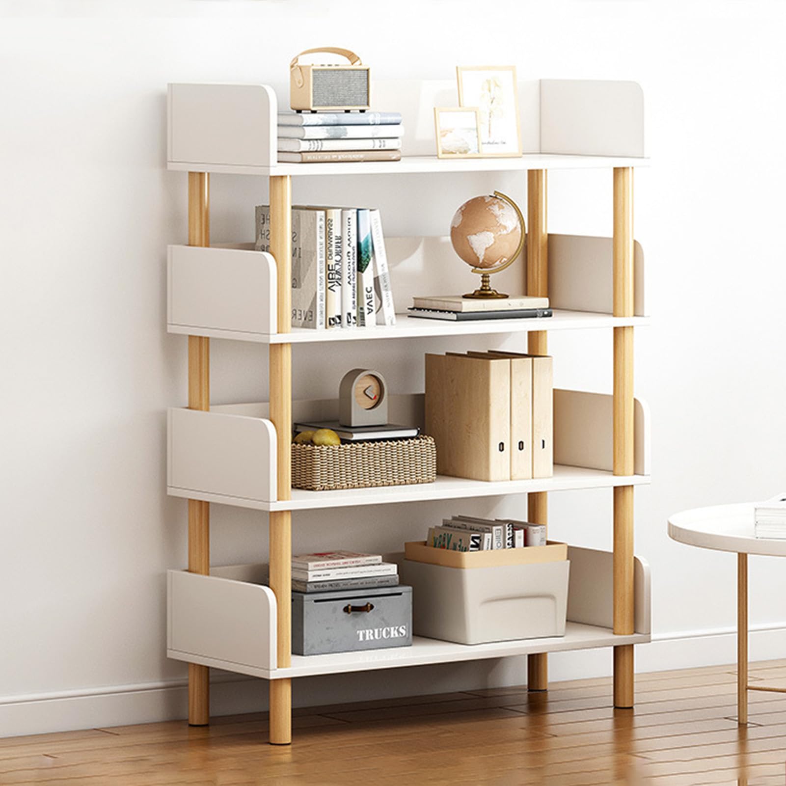 Amazon.com: 4-Tier Wooden Shelf Bookshelf - Freestanding Bookcase