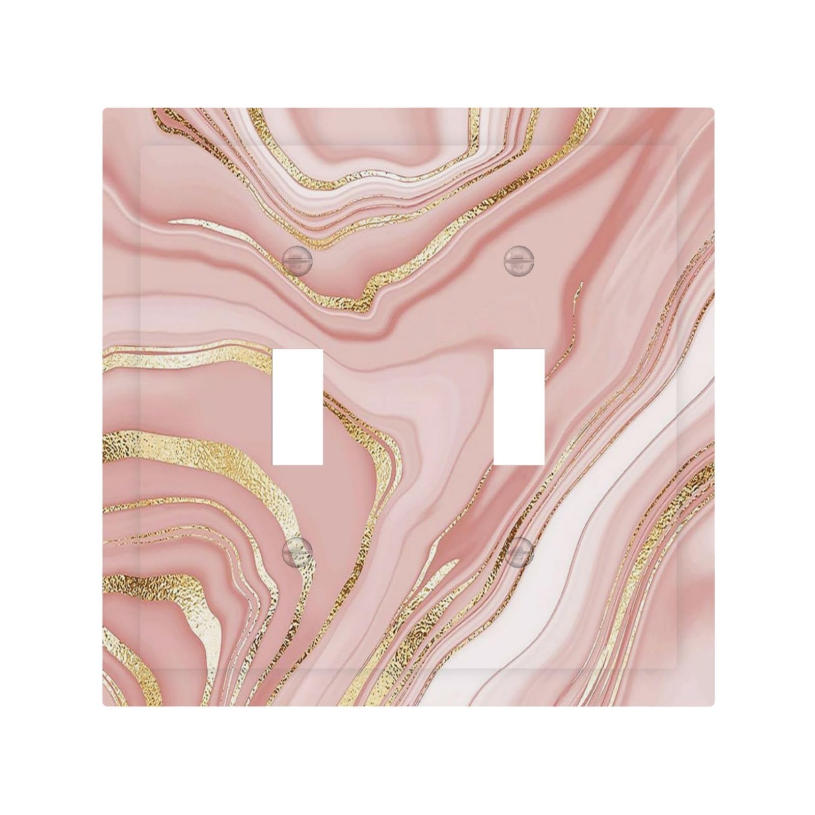 Double Wall Plate Cover Pink Gold Modern Marble Texture Standard 2 Gang Toggle Decorative Light Switch