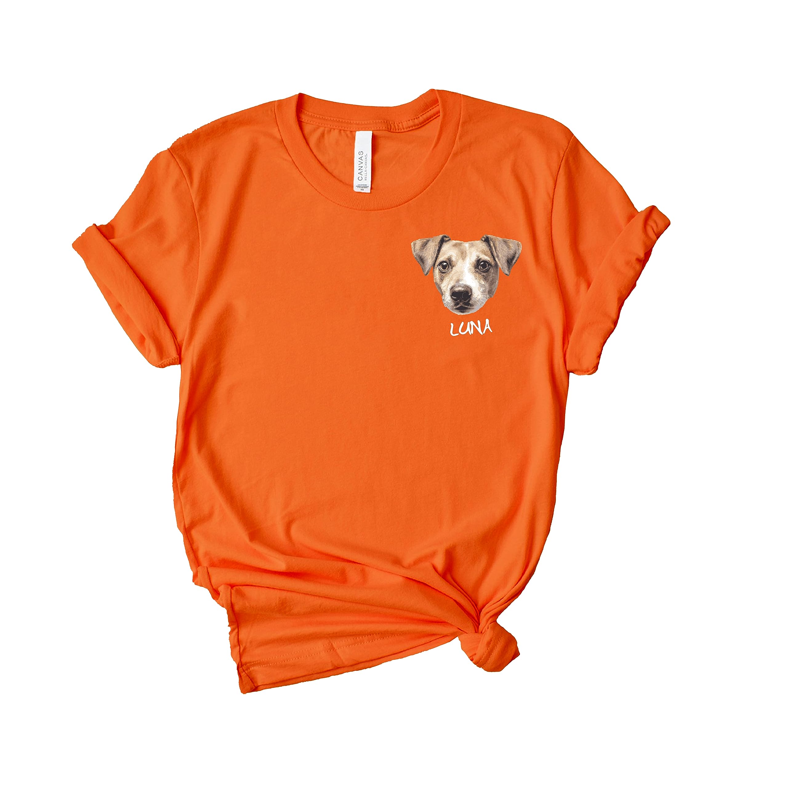 HandmadeCustomized Pet Face Photo T-Shirt, Add Your Pet Photo and Pet's Name, Cat Mom Dog Mom Gifts, Dog Memorial Gifts, Pet Memorial Gifts for Dogs, Custom Dog Picture Shirt, Sympathy for the Loss of Dog