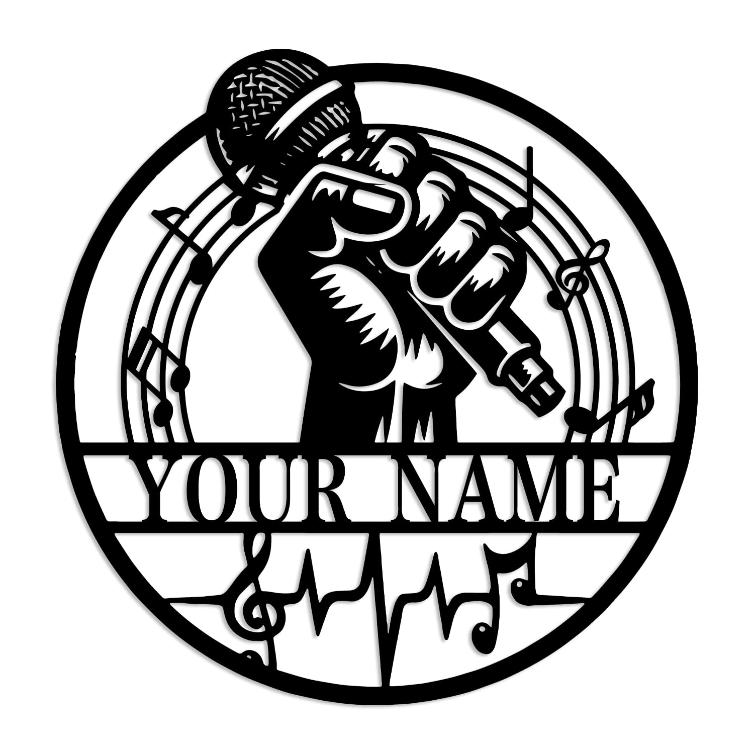 Amazon.com: Custom Microphone in Hand Metal Art Wall Decor ...