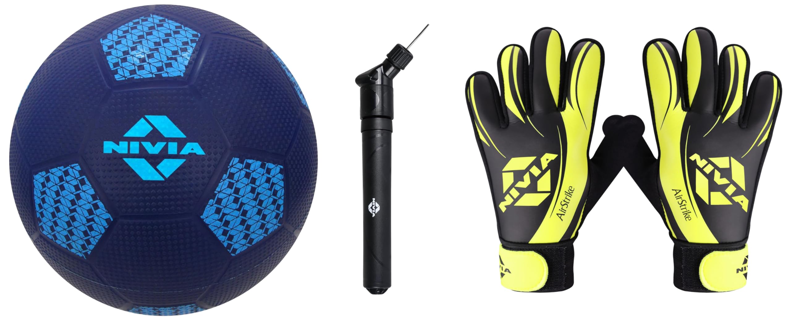 Nivia Goalkeeper Set, Professional Grade Gloves, Double-Action Pump, Mini Football, Training Quality, Complete Kit Package-picture-12
